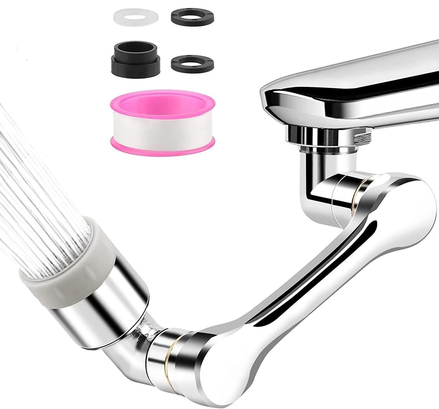 Rotating Faucet Extender Aerator, Universal Splash Filter Faucet, Large Angle Rotating Splash Filter Faucet Extender Aerator with 2 Water Outlet Modes, Sink Sprayer (All Plastic) - ALL BRAND SHOP