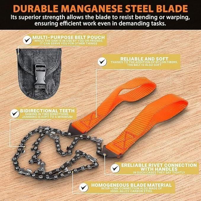 Pocket Chainsaw with Grips Folding Pull Saw with Storage Pouch - ALL BRAND SHOP