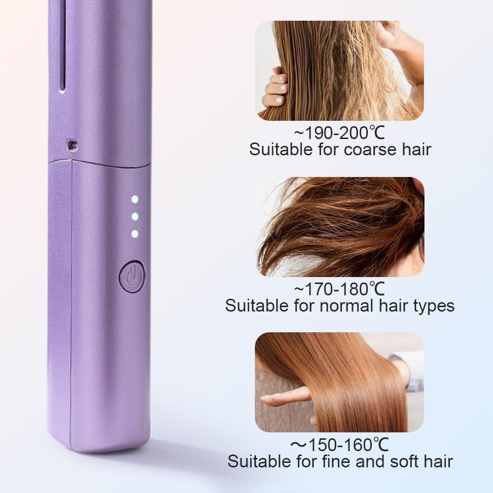 Meneflix Portable Mini Hair Straightener Cordless Rechargeable Mini Adjustable Hair Straightener Hot Comb - ALL BRAND SHOP
