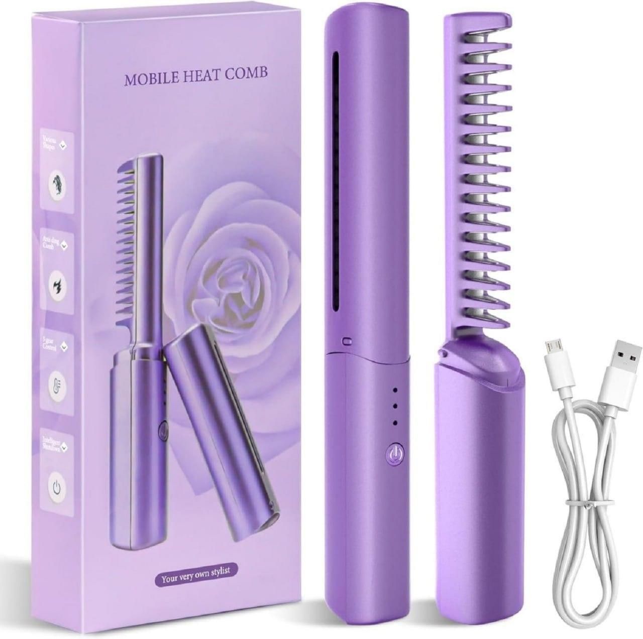 Meneflix Portable Mini Hair Straightener Cordless Rechargeable Mini Adjustable Hair Straightener Hot Comb - ALL BRAND SHOP