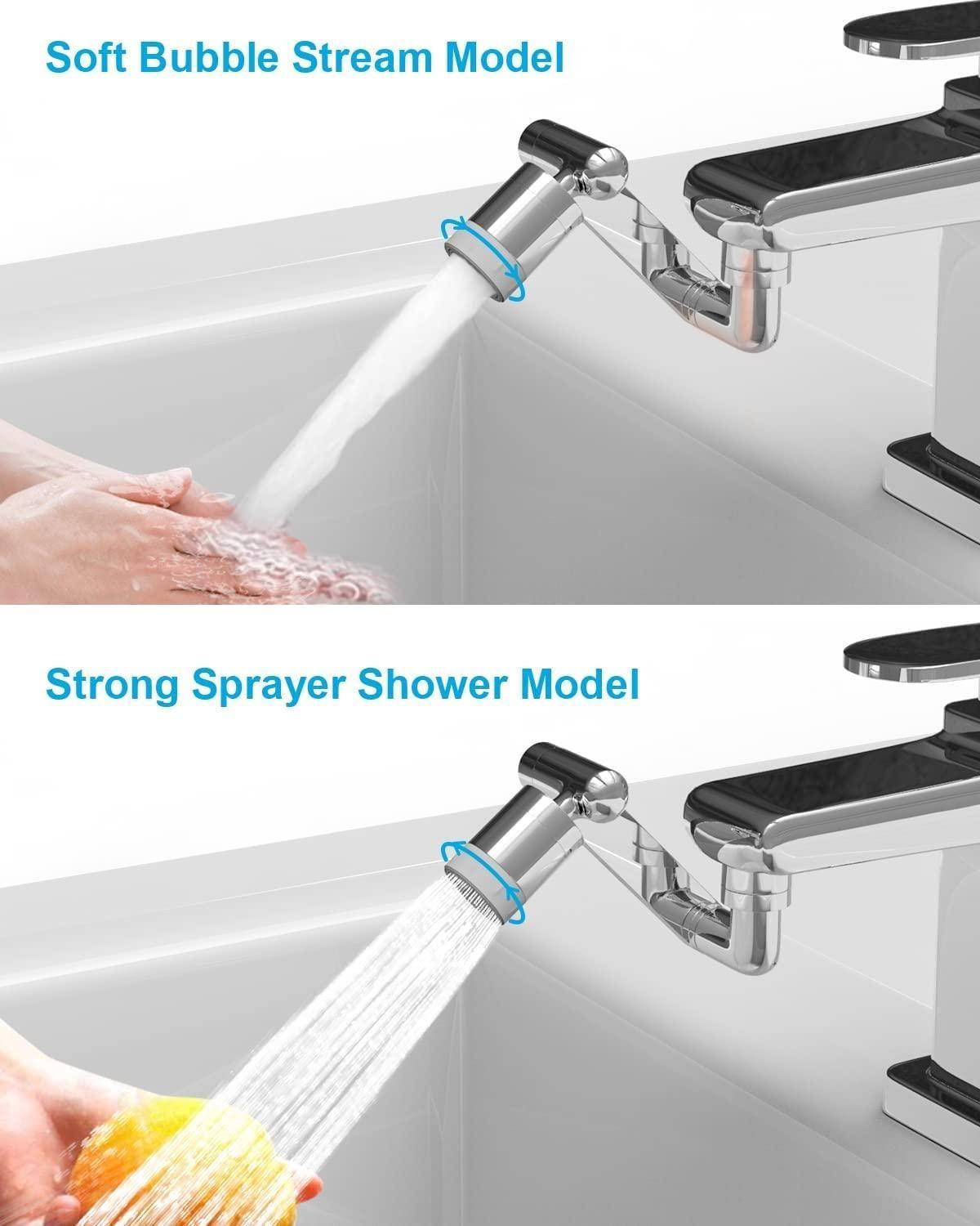 Rotating Faucet Extender Aerator, Universal Splash Filter Faucet, Large Angle Rotating Splash Filter Faucet Extender Aerator with 2 Water Outlet Modes, Sink Sprayer (All Plastic) - ALL BRAND SHOP