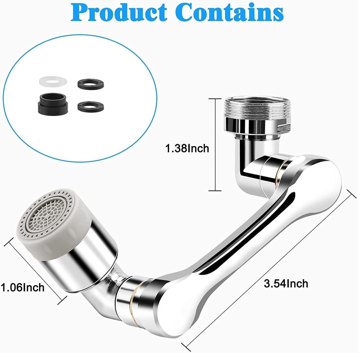 Rotating Faucet Extender Aerator, Universal Splash Filter Faucet, Large Angle Rotating Splash Filter Faucet Extender Aerator with 2 Water Outlet Modes, Sink Sprayer (All Plastic) - ALL BRAND SHOP