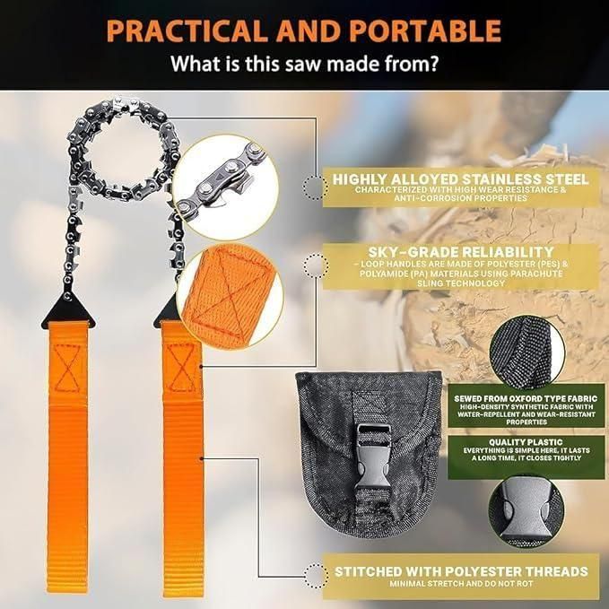 Pocket Chainsaw with Grips Folding Pull Saw with Storage Pouch - ALL BRAND SHOP