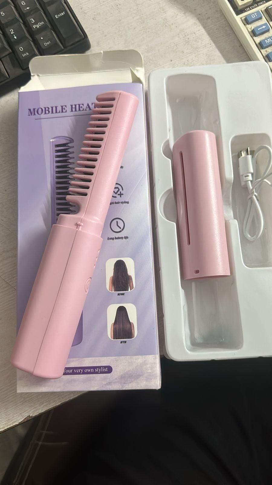 Meneflix Portable Mini Hair Straightener Cordless Rechargeable Mini Adjustable Hair Straightener Hot Comb - ALL BRAND SHOP