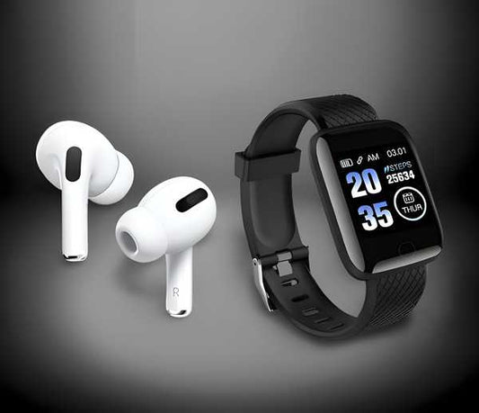 Bluetooth Wireless Earbuds & Smart Watch (Pack Of 2)Assorted Color - ALL BRAND SHOP