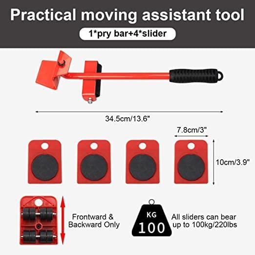 Furniture Lifter -Furniture Lifter Mover Tool Set Heavy Duty Furniture Shifting Lifting Moving Tool with Wheel Pads - ALL BRAND SHOP