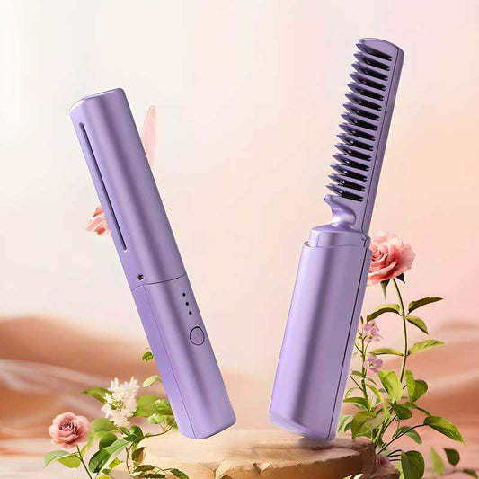 Meneflix Portable Mini Hair Straightener Cordless Rechargeable Mini Adjustable Hair Straightener Hot Comb - ALL BRAND SHOP