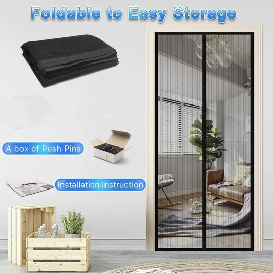Door Curtain-Mesh Screen Net Home Magnetic Foldable Anti Mosquito Door Curtain - ALL BRAND SHOP